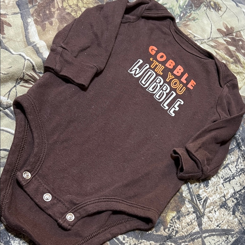 Carter's Brown Bodysuit - Gobble Til You Wobble